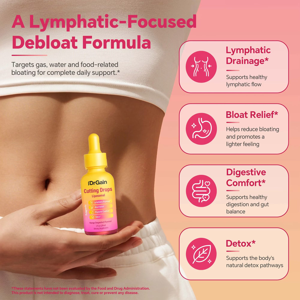 Liposomal Cutting Drops, Mango Dragonfruit Flavor, Liquid Dietary Supplement, 1 Fl Oz